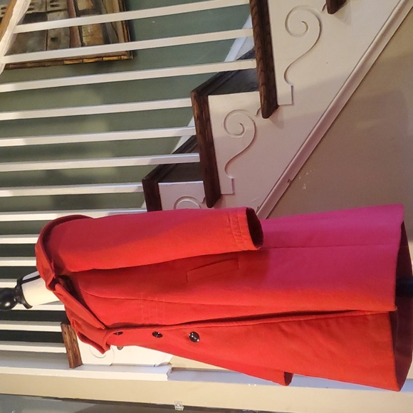 Vibrant red shawl collar dress coat - Picture 4 of 11